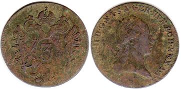 coin RDR Austria 3 kreuzer 1800