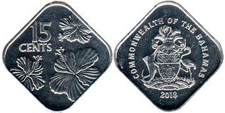coin Bahamas 15 cents 2018