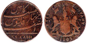 coin Madras Presidency 20 cash 1803