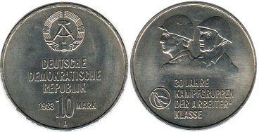 monnaie East Allemagne 10 mark 1983