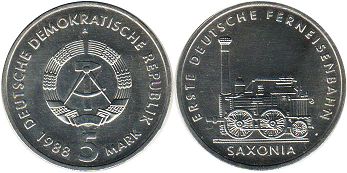 coin East Germany 5 mark 1988