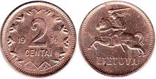 coin Lithuania 2 centai 1936