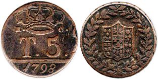 coin Naples 5 tornesi 1798