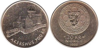 mynt Norge 20 kroner 1999