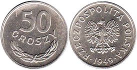 coin Poland 50 groszy 1949