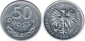 coin Poland 50 groszy 1986
