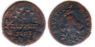 Münze Schweiz 1 rappen 1801
