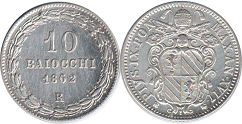 coin Papal State 10 baiocchi 1862