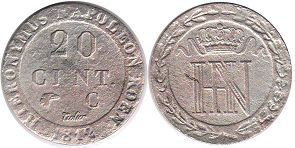 Münze Westfalen 20 centimes 1812