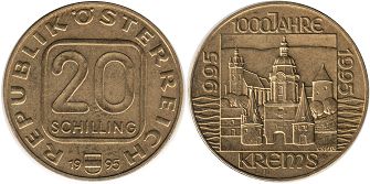 Münze Österreich 20 schilling 1995