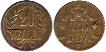 Münze Deutsch-Ostafrika 20 heller DOA