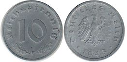 monnaie Nazi Allemagne 10 pfennig 1948
