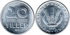 coin Hungary 20 filler 1983