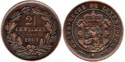 coin Luxembourg 2.5 centimes 1901
