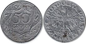coin Poland 50 groszy 1938