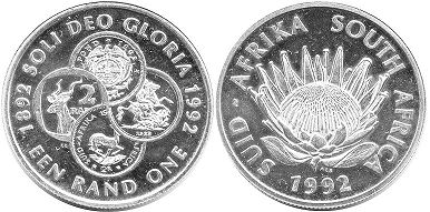 coin South Africa 1 rand 1992