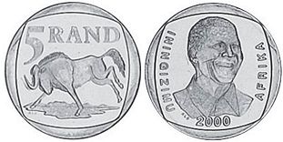 coin South Africa 5 rand 2000