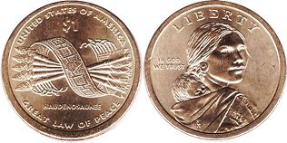 US coin 1 dollar 2010 Hiawatha belt