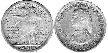 US coin 1/2 dollar 1921 MISSOURI