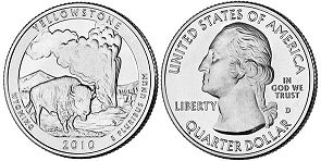 US coin Beautiful America quarter 2010 Yellowstone