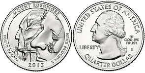 US coin Beautiful America quarter 2013 Mount Rushmore