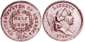 États-Unis pièce half cent 1794