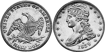 États-Unis pièce 1/2 dollar 1839
