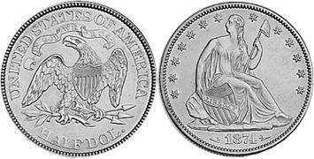 États-Unis pièce 1/2 dollar 1874