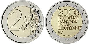 mynt Frankrike 2 euro 2008