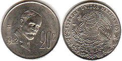 Mexico coin 20 centavos 1982