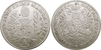 Münze Augsburg 20 kreuzer 1764