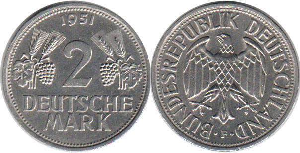 Coin Deutschland 2 mark 1951