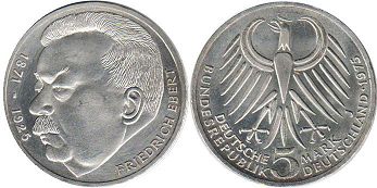 Münze BRD 5 mark 1975 Friedrich Ebert