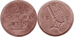 Münze Bremen 2 1/2 schwaren 1866