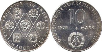 Münze Ostdeutschland 10 mark 1975 Warschauer Paktes