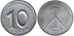 coin Germany DDR 10 pfennig 1952