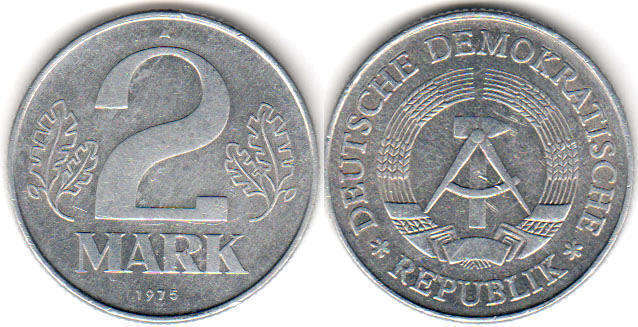 Coin Ostdeutschland 2 mark 1975
