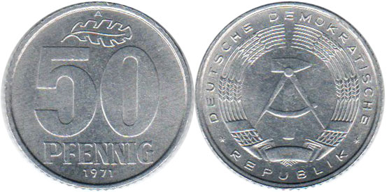 Coin Ostdeutschland 50 Pfennig 1973