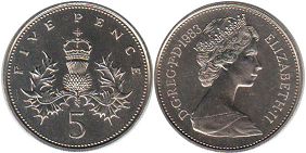 Großbritannien muenze 5 Pence 1983