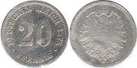 moneta Cesarstwo Niemieckie 20 pfennig 1875