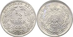 monnaie Empire allemand1/2 mark 1917