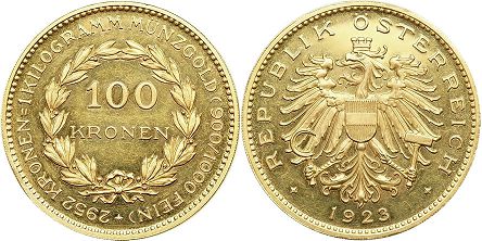 Münze Österreich 100 kronen 1923