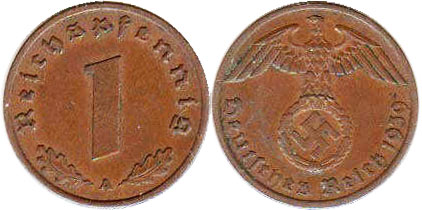 Coin Nazi Deutschland 1 ReichsPfennig 1939