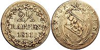 coin Bern 2.5 rappen 1811