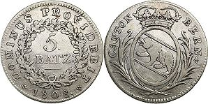 Münze Bern 5 batzen 1808