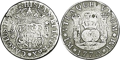 coin Peru 4 reales 1770