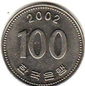 coin South Korea 100 won 2002