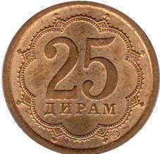 coin Tajikistan 25 dirams 2006