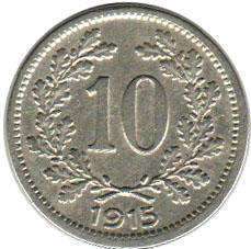 coin Austrian Empire 10 heller 1915