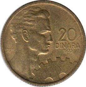 coin Yugoslavia 20 dinara 1955